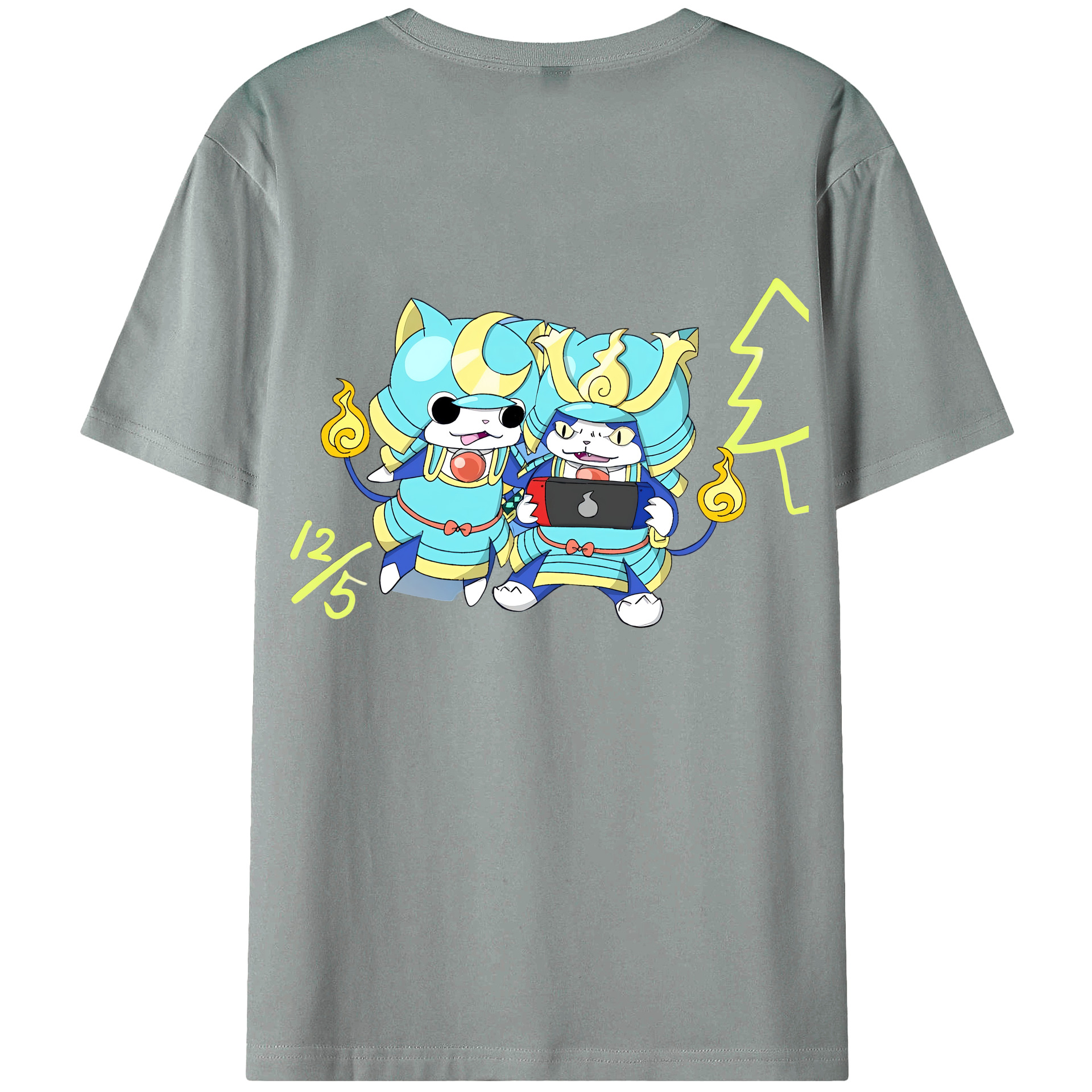 （画像用） 妖怪ウォッチ Yo-kai Watch 綿100％ メンズ半袖Tシャツ（バックプリント） 通気性